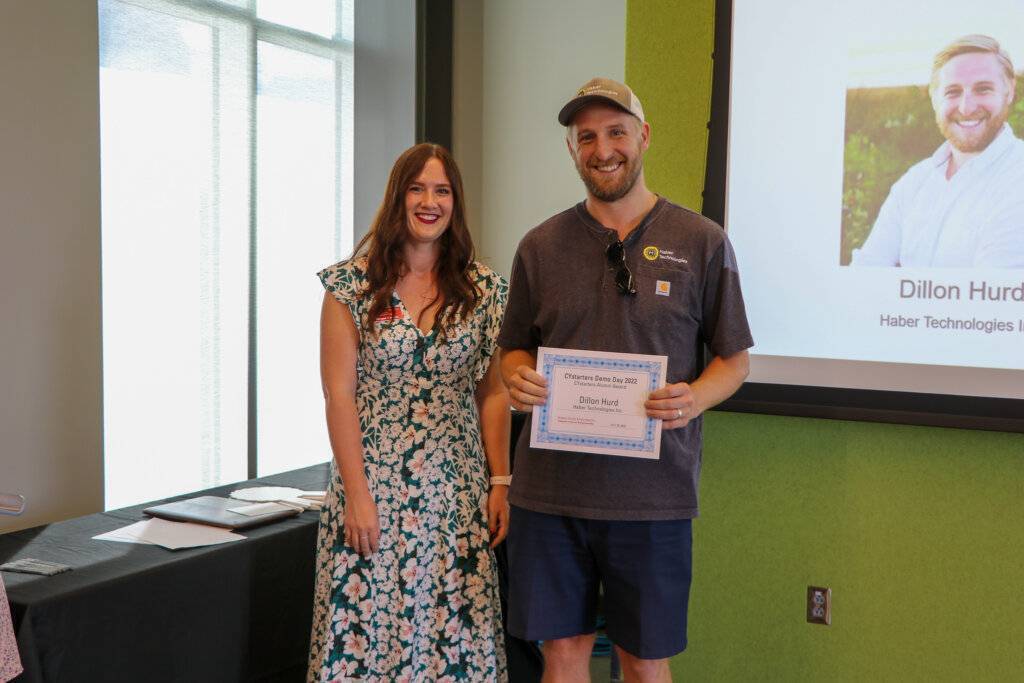 Dillon Hurd accepts CYstarters Alumni Award